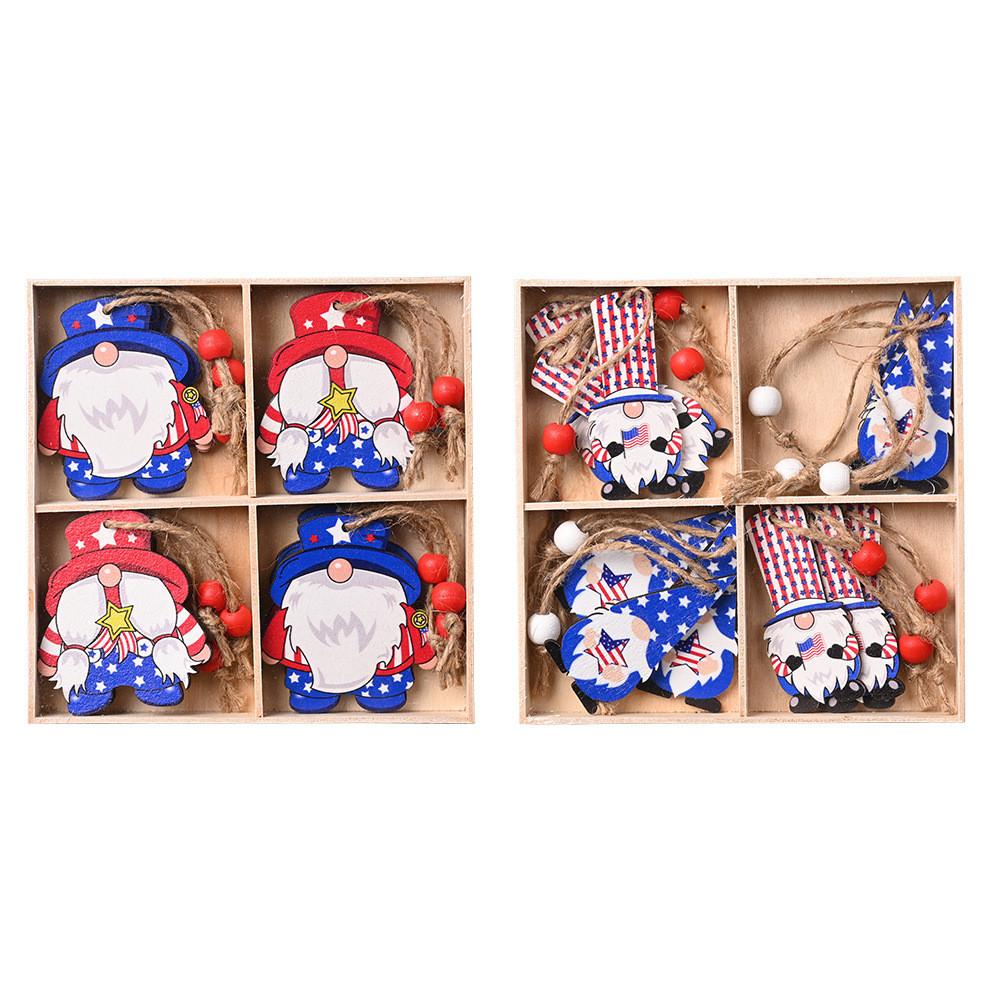 Exquisite Independence Day Decorative Wooden Box Hanging Ornament For Home Atmosphere