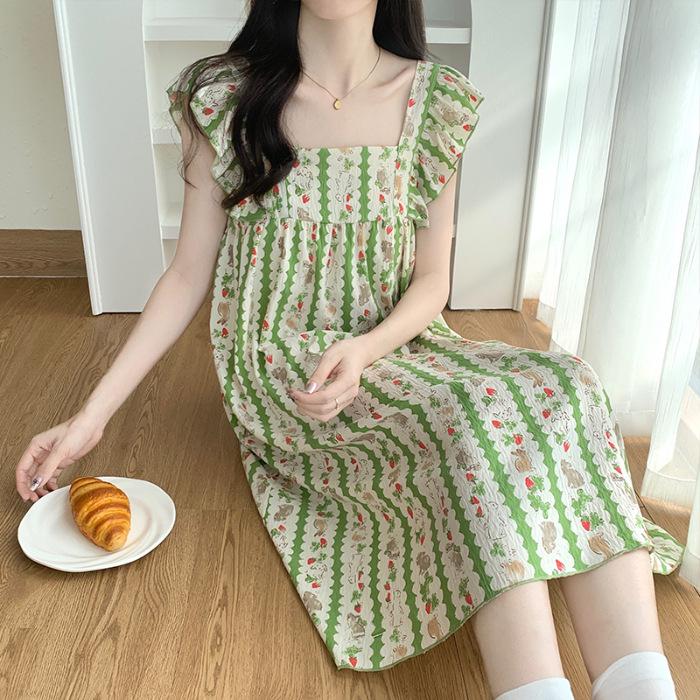 Sommer Damen Pyjama mit niedlichen Trägern & Brustpolstern - Lockeres Nachthemd für Zuhause oder Draußen