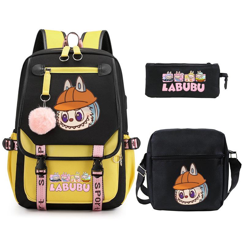 Cartoon Printed Children's Backpack Large Capacity Campus Trend Student Schoolbag Three-piece Set