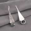 Natural Moss Agate 925 Sterling Silver Jewelry Handmade Earrings 1.9" For Women EE-165-29