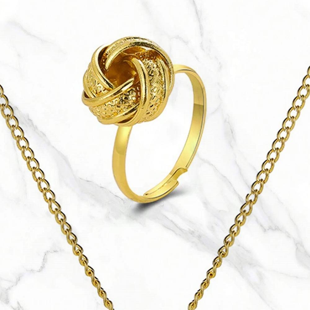 4pcs/set Twist Design Zircon Set Simple Geometric MetalNecklace Stud Earrings Ring Set