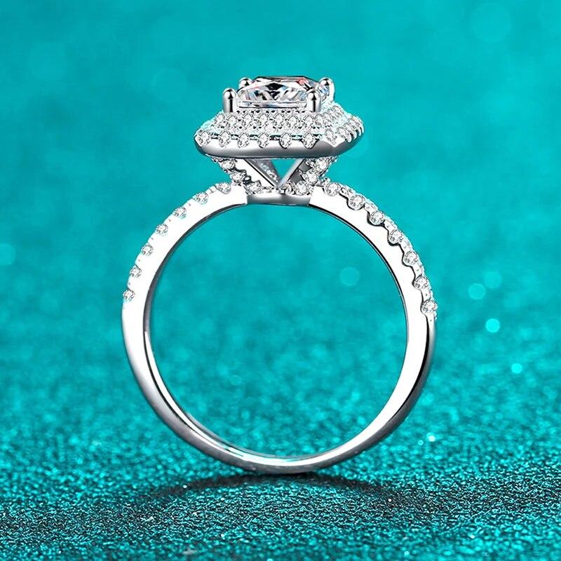 5.5mm 1ct Princess Cut Moissanite Diamond Rings for Women Square Luxury Jewelry S925 Sterling Silver White Gold Band GRA