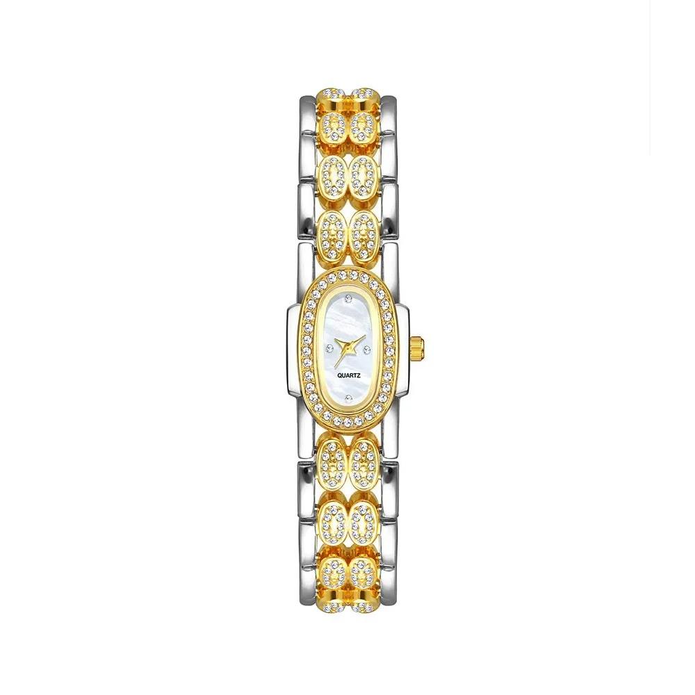 Bracelet Stainless Steel Quartz Vintage Watch Rhinestone Wristwatch for Women Gifts