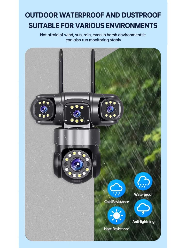 HiEasy 4K Outdoor Wireless WiFi Surveillance Camera: Four-Lens, Home Monitoring