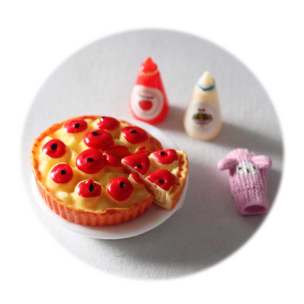1/12 Doll House Food Kitchen Accessories Delicious Breakfast Bread Pizza Drinks Set for Kids Play Toys