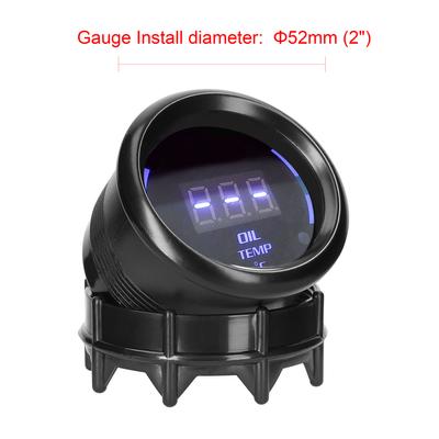 52mm Oil Temperature Gauge Car Digital Meter LED Display 40-140celsius with Sensor Alarm Function for Car