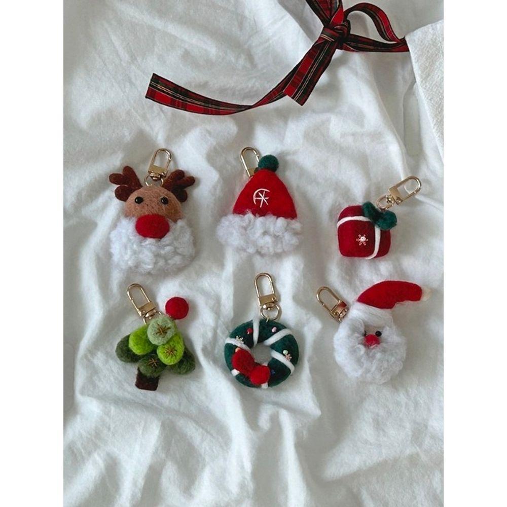 

Elegant Table Happy Christmas Keyring 6 types of doll keychains wool gift