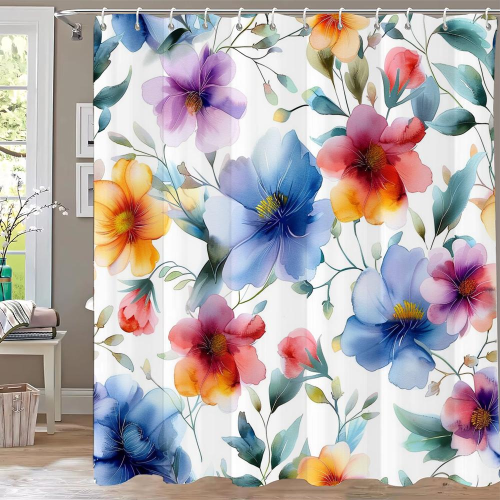 Modern Watercolor Flowers Bathroom Curtain Floral Shower Curtain Bohemian Home Bathroom Decor Polyester Shower Curtains