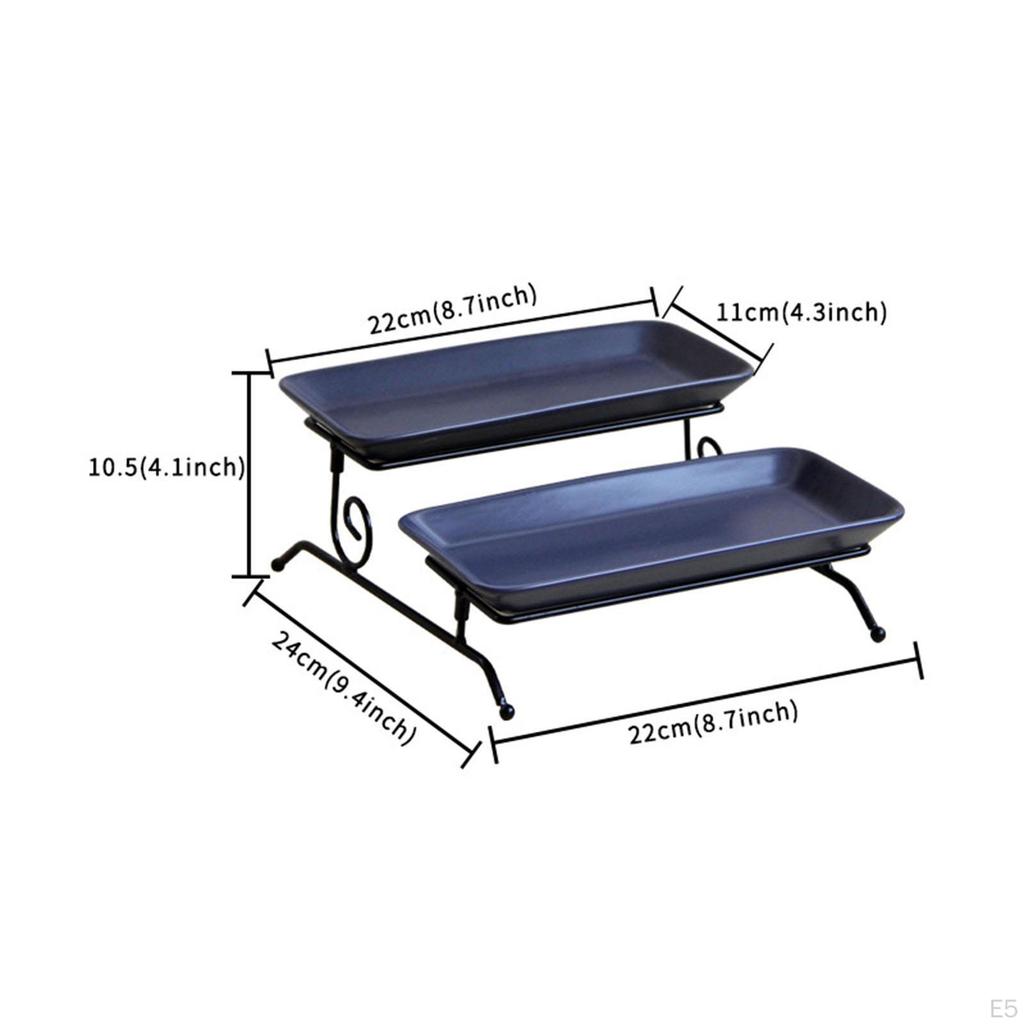 2 Layer Serving Platter Cupcake Cake Stand Detachable Snack Display Tray Holder with Rack Dessert