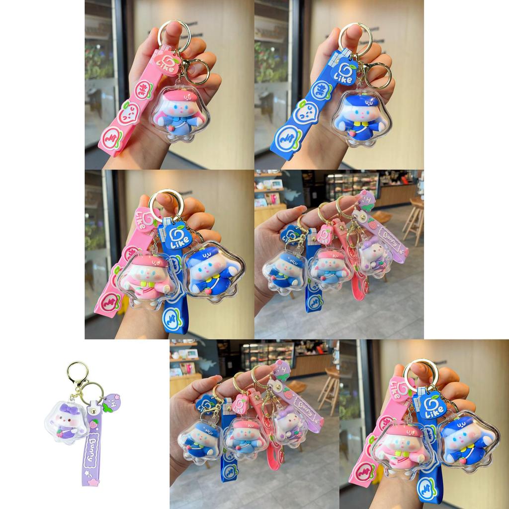 Adorable Cute Cartoon Rabbit Keychain For Girls Acrylic Couple Keyring Gift