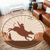 1pc Bull RidingRodeo Round Chair mat Area Rug - Non-Slip, Floor Mat for Office, Bedroom, home decor Christmas Gift p0811336