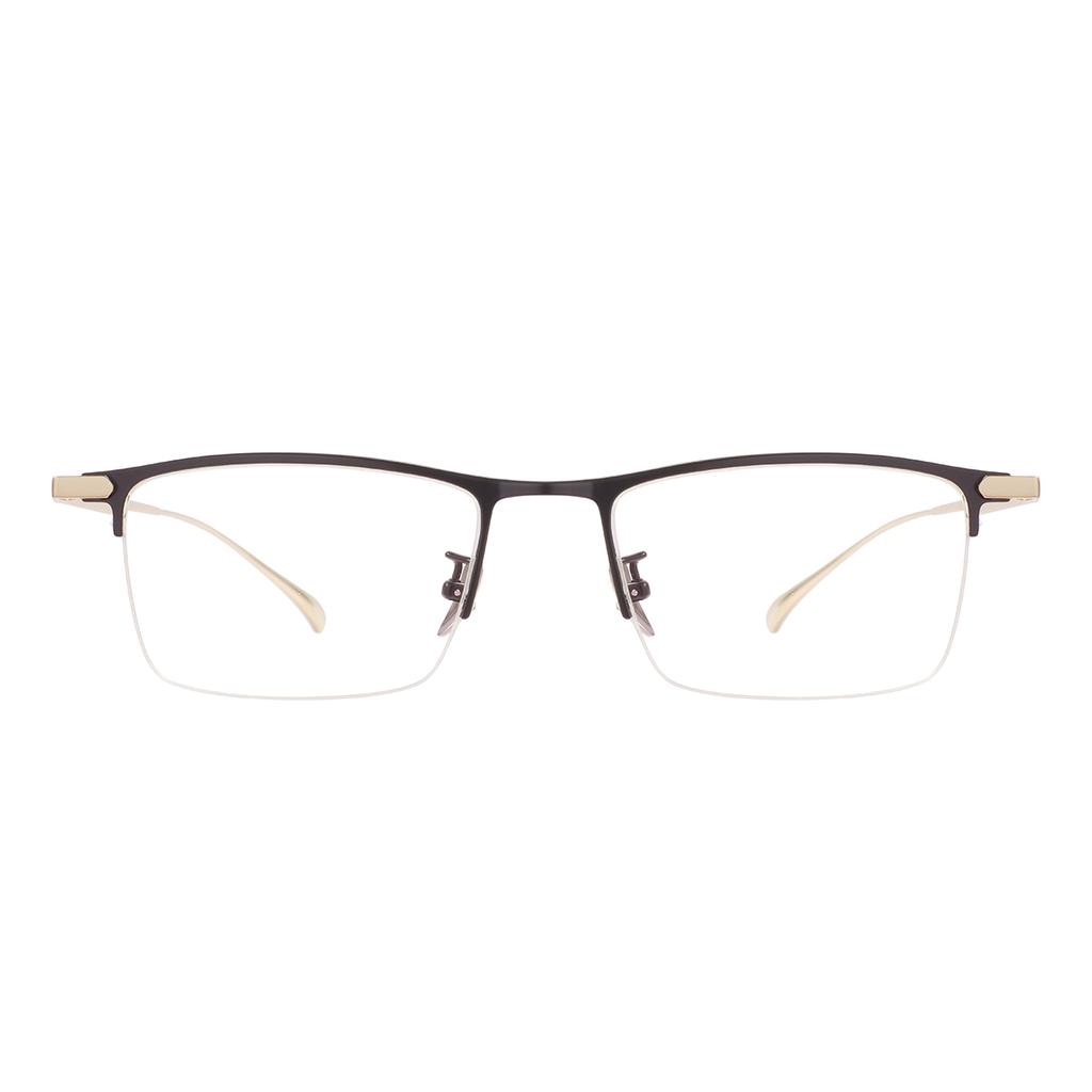 Men's Business High Quality Large Titanium Spectacle Browline Rectangular Half Rim Glasses Frame For Optical Prescription Lenses