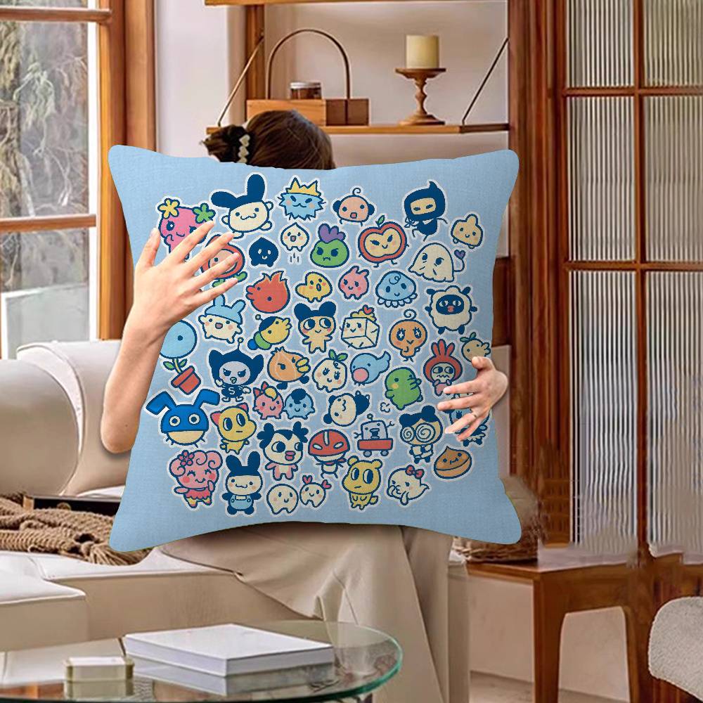 Game Fanart Cute Cartoon TTamagotchi Pillow Cushion Cover Pillowcase Living Room Sofa Home Decor Customized