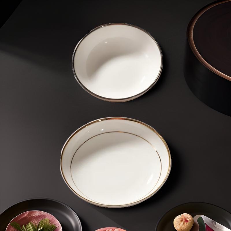 Керамическая соусница Taishun с чисто белым ободком из золота