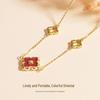 Tichiya Lucky Four-Leaf Clover S925 Sterling Silver Enamel Necklace for Women – Elegant and Versatile.