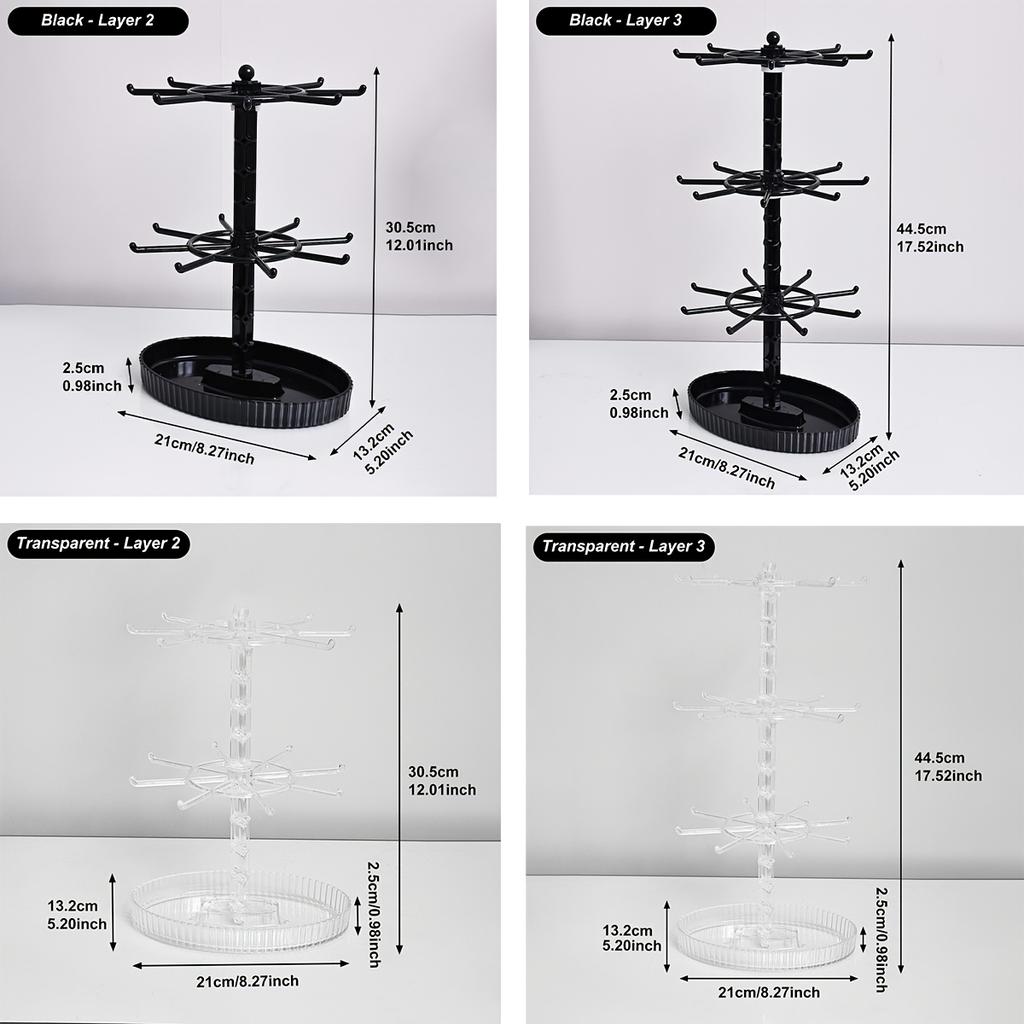 1pc rotatable 2-tier/3-tier jewelry display stand multi-functional hanging earringsrings bracelets watches accessories organizer