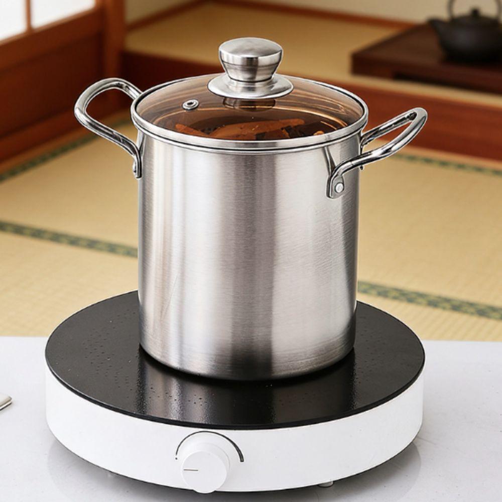 304 Stainless Steel Deep Fryer with Filter Basket Soup Pot Deep Frying Pot  Dormitory