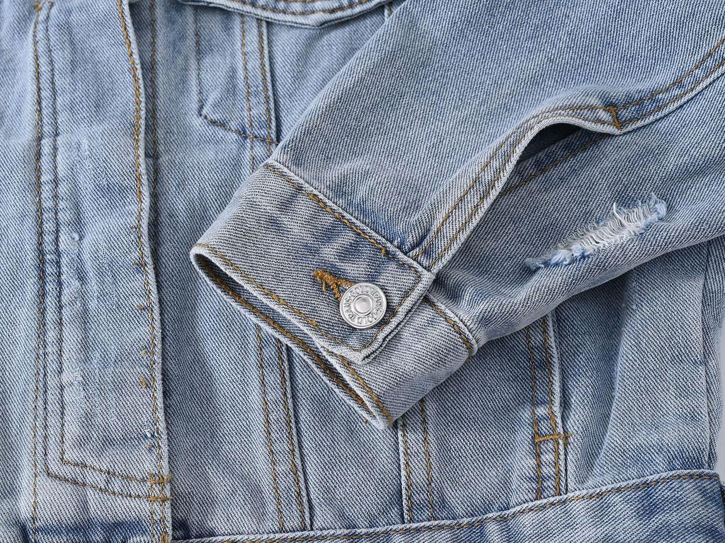 Women's Retro Patchwork Denim Jacket - Frayed Hem, Slimming, Loose Fit, Plus Size, Spring & Autumn Casual Style with Pockets