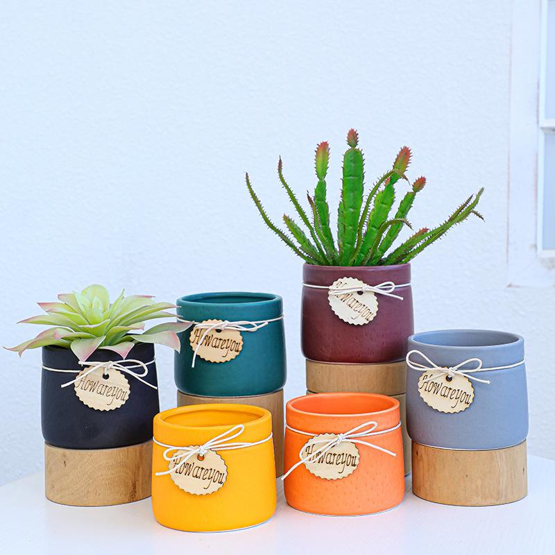 Simple Colored Flower Pot Ceramic Succulent Pot Plant Pot Planter Bonsai Home Decor Garden Decoration Desktop Ornaments