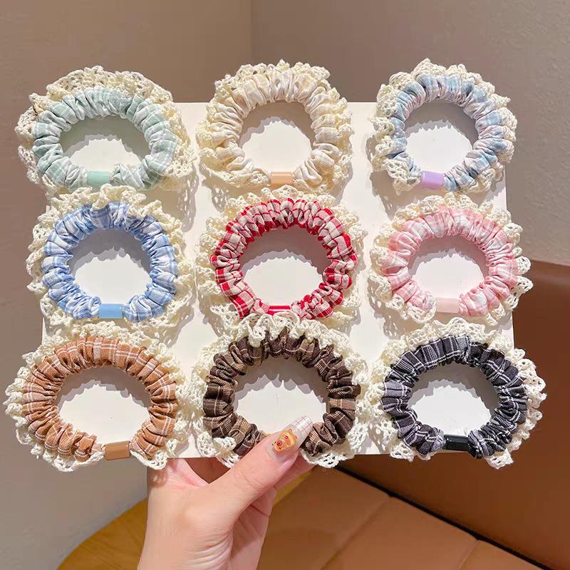 2025 Gumička do vlasů s krajkovým okrajem a sladkou vůní – Dámská gumička ve stylu tenkého střeva na drdoly a vlasové doplňky