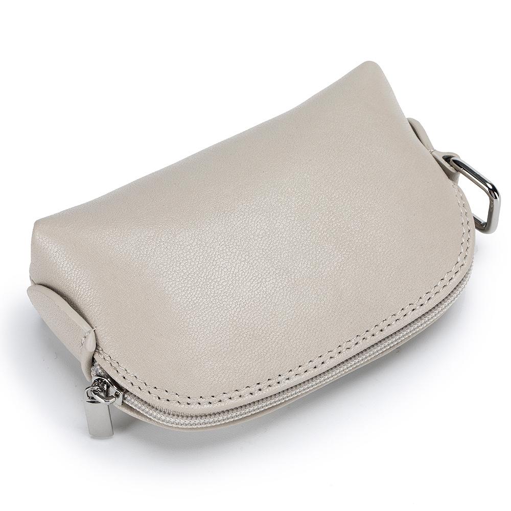 Mini shell change bag women's new Japanese vegetable tanned cowhide niche coin bag portable zipper storage bag