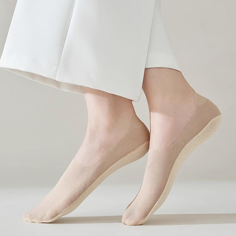 5 Pairs + 5 Pairs of Kins Women's Summer Slippers See-Through Fake Socks