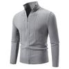 Men S Stand Collar Long Sleeve Jacquard Knit Cardigan Sweater Casual Plus Size
