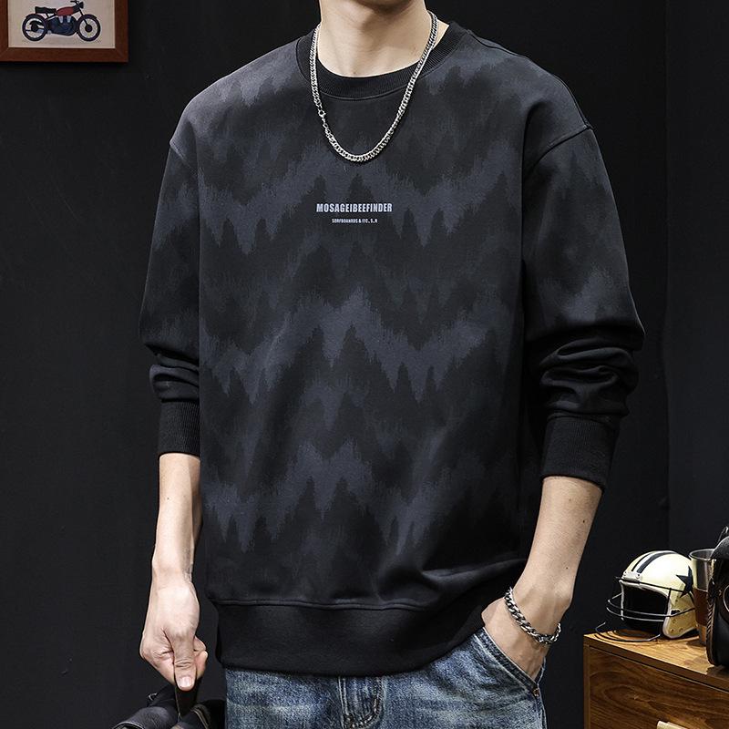 Herrtröja med gradienttryck 2025: Tungviktslångärmad, Trendig Plus Size - Vår/Höststil