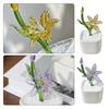 Mini Glass Potted Flower Figurine Hand Blown Faux Crystal Artificial Lily Flower Collectible Ornament for Women Mom Wedding Home Table