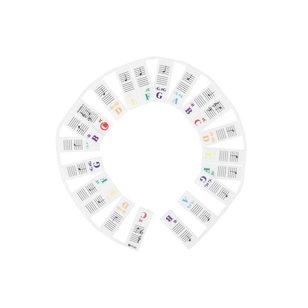 Autocollant pour clavier de piano 61/88 touches Autocollant de note en silicone blanc pour clavier électronique Accessoires pour instrument à clavier Piano