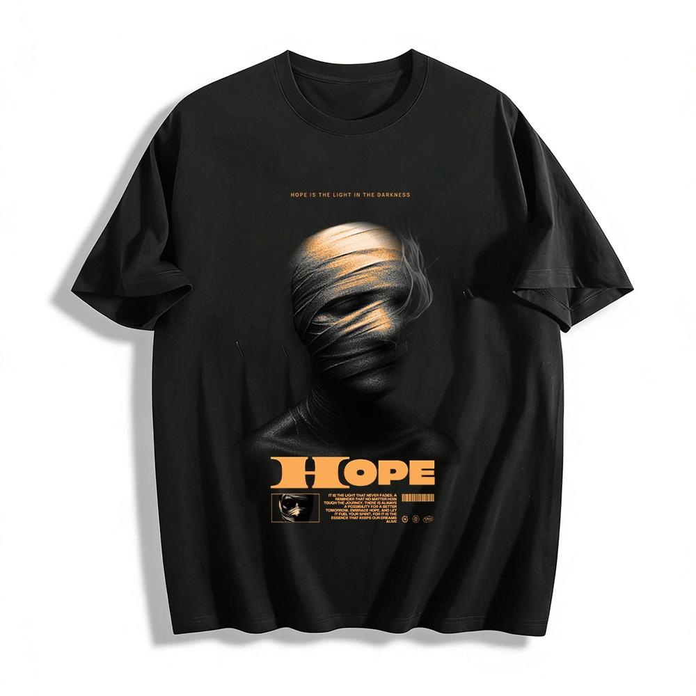 

Dark Style Hope Theme Bandage Portrait Print Trendy Short Sleeve T-Shirt Pure cotton T-shirt XXS