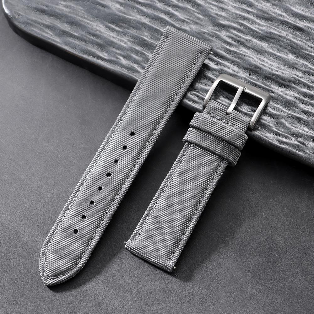 20мм 22мм Водонепроницаемый Парусиновый Ремешок для Часов Премиум Парусиновый Ремень Прочный Нейлоновый Для Seiko Быстросъемный Браслет Наручный Ремень 20mm серый