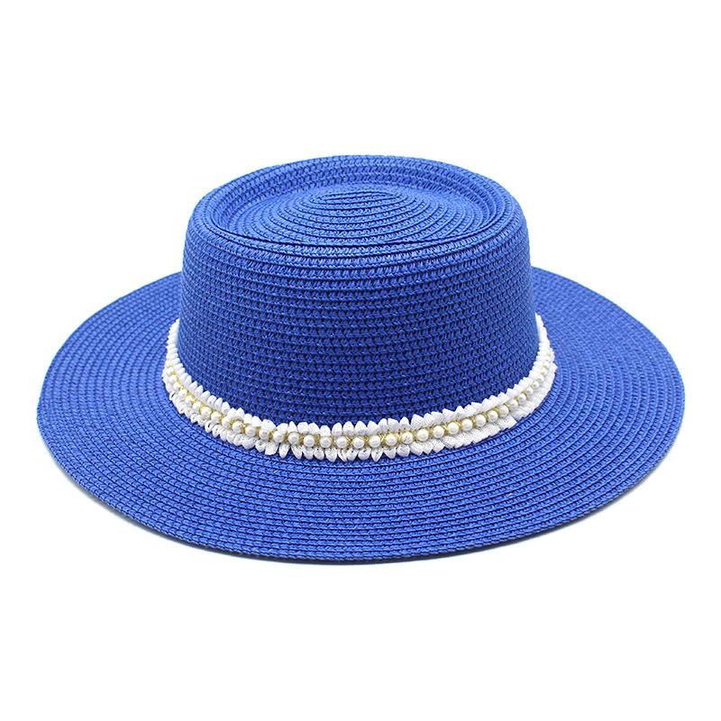 Ladies Pearl Lace Top Hat Outdoor Leisure Beach Hat Simple Personality Sun Hat