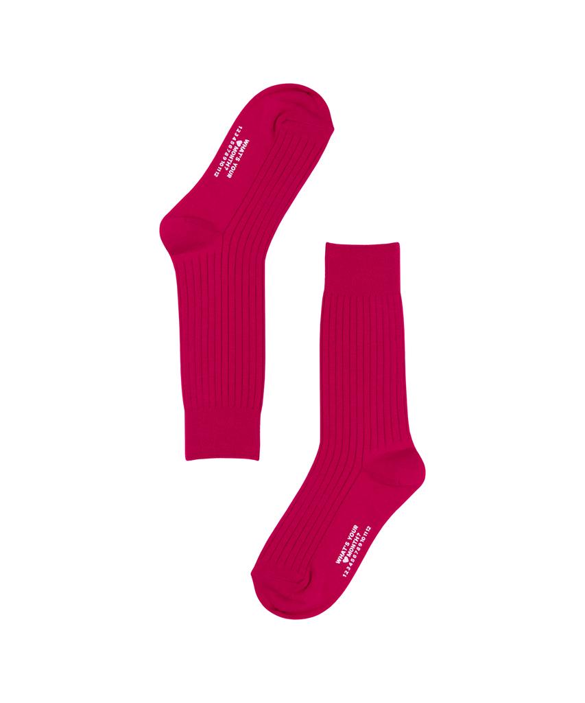 Meonseuinmeonseuaus Essential Ribbed Long Socks Bright Pink