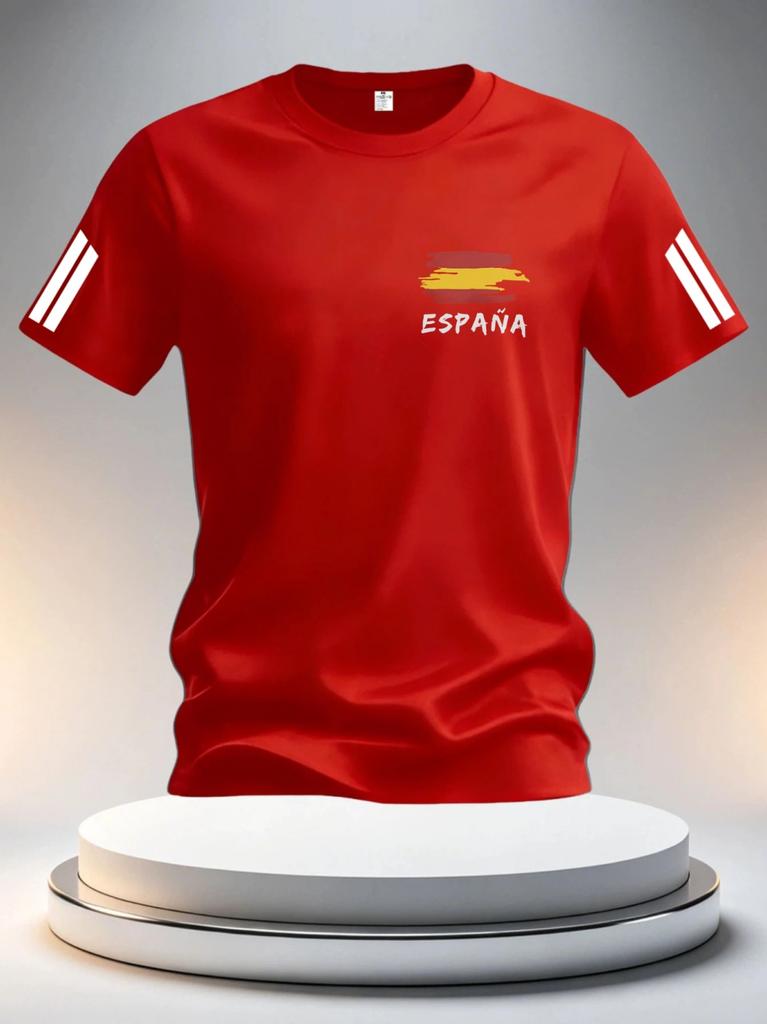 2026 Zomer Spanje Voetbalshirts voor Mannen Klassieke God Spanje Korte Mouw T-shirts Casual Ronde Hals Sportstijl T-shirt Mannen Kleding