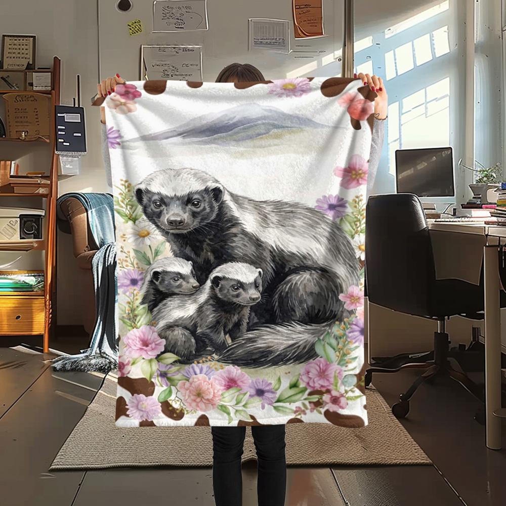 

1PC Animals and textures Print FlAannel Blanket, High quality Comfortable for All Seasons, Home Decor, Warmth and Comfort 80cm x 120cm