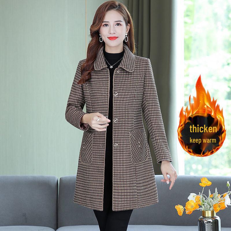 Mid-Length Autumn & Winter Trench Coat for Middle-Aged Women - Stylish and Thick for 40s & 50s