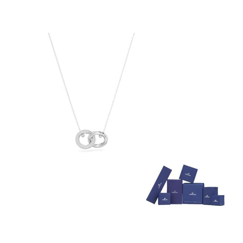 Swarovski Dextera Cubic Zirconia Faux Crystal, Rhodium Plated Necklaces Womens Silver F-Original brand box (color random)