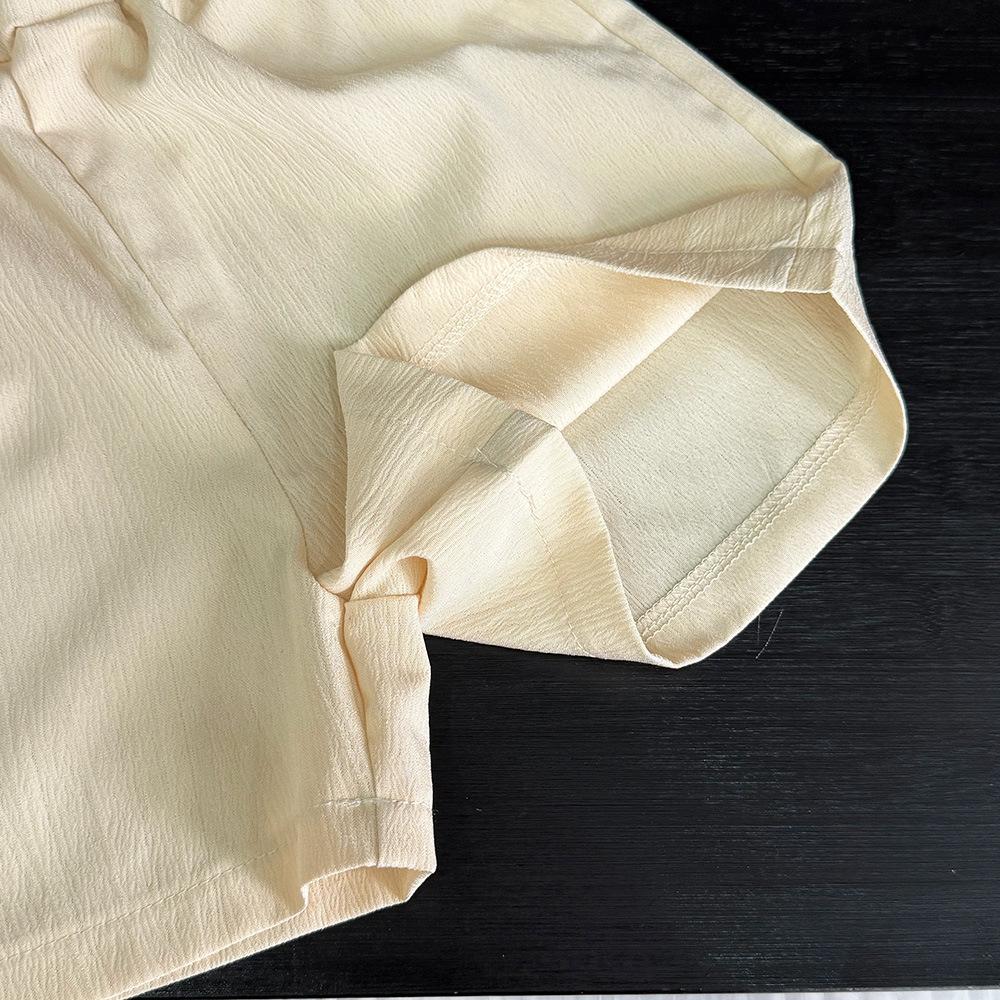Girls' Outfit Solid Color New Korean Style Bow Pleated Sleeveless Top Shorts Two-Piece Set for Young Girls Summer Children's Clothing