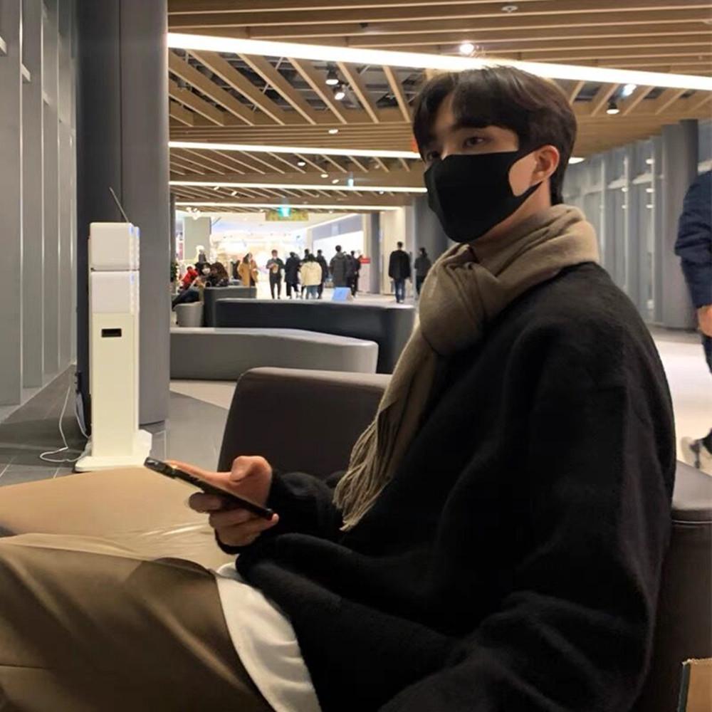 Men s Trendy Wool Sweater - Casual, Loose, Warm Knitwear Pullover for Winter Large чёрный