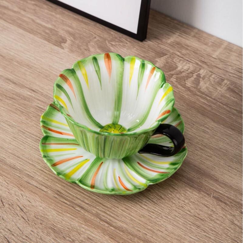 Set di tazze da caffè in ceramica floreale dipinte a mano Shangqi