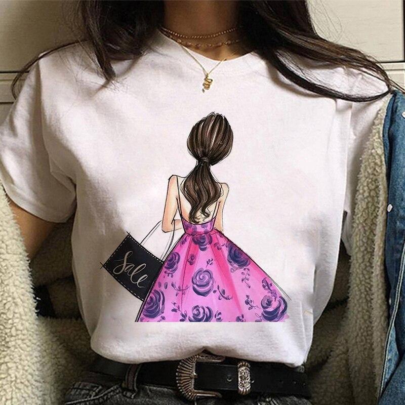 Pink Wine Bottle Graphic Print T-shirt 