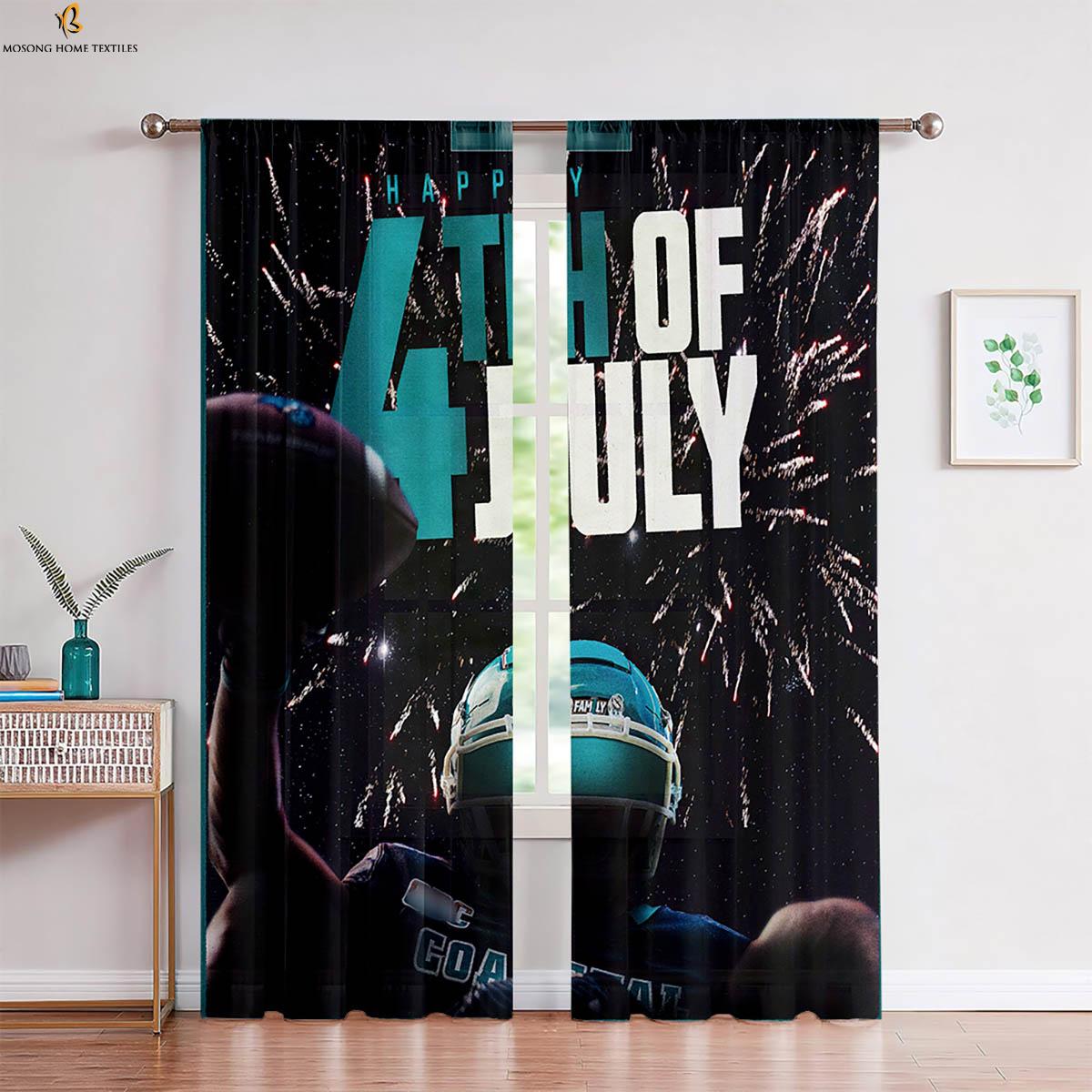 

Set Of 2 Rugby Star Stereo Printing Curtain Bedroom Living Room Kitchen Decorative With Rod Pocket Polyester Machine Washable Ideal For W100*H130(CM)-Grommet top&2PCS