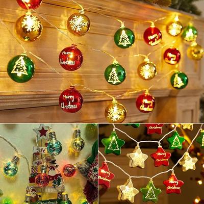 10 LED 1.5M Christmas Star Light String Decor Tree Pendant Christmas Lights Star/Ball/Bulb Shape Garland Lamp String