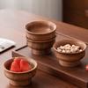 Japanese Style Wooden Bowl Anti-Spill Thickened Milk Tea Bowl Elevated Base Anti Scald High Foot Dessert Plate Dessert