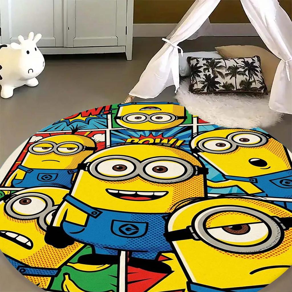 Classic Minions Circular Rug Lovely Character Pattern Round Floor Mat For Children Bedroom Living Room Home Decorative Carpet