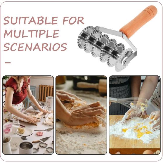 UPKOCH Stainless Steel Pastry Lattice Roller Cutter, Ravioli Cutter, Fluted Pastry Wheel, Pizza Dough Docker, Bread and Puff Pastry Baking Tool with