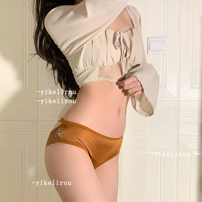 Women's Seductive Satin Lace Thong - Low-Rise Seamless Crossover Cutout with Bow