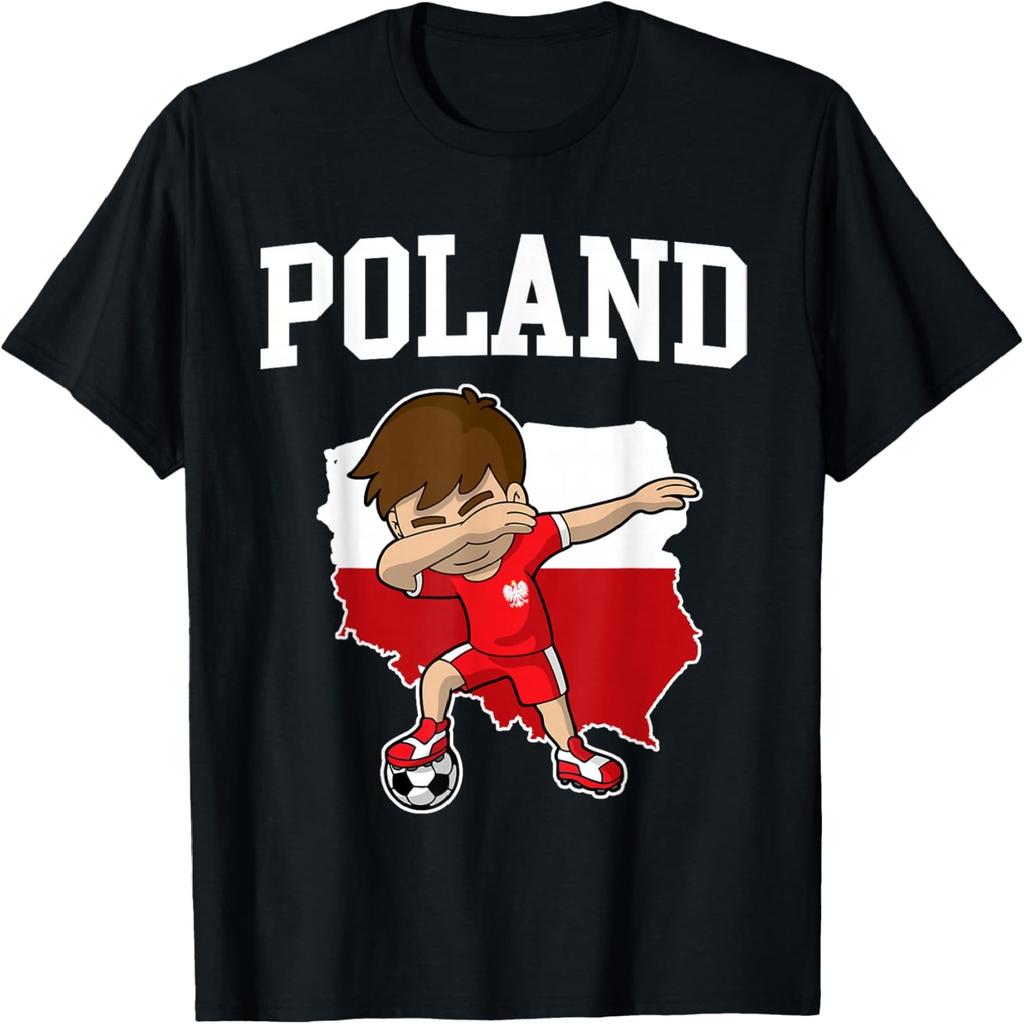 Poland Soccer Dabbing Football Polska Polish Kids T-Shirt