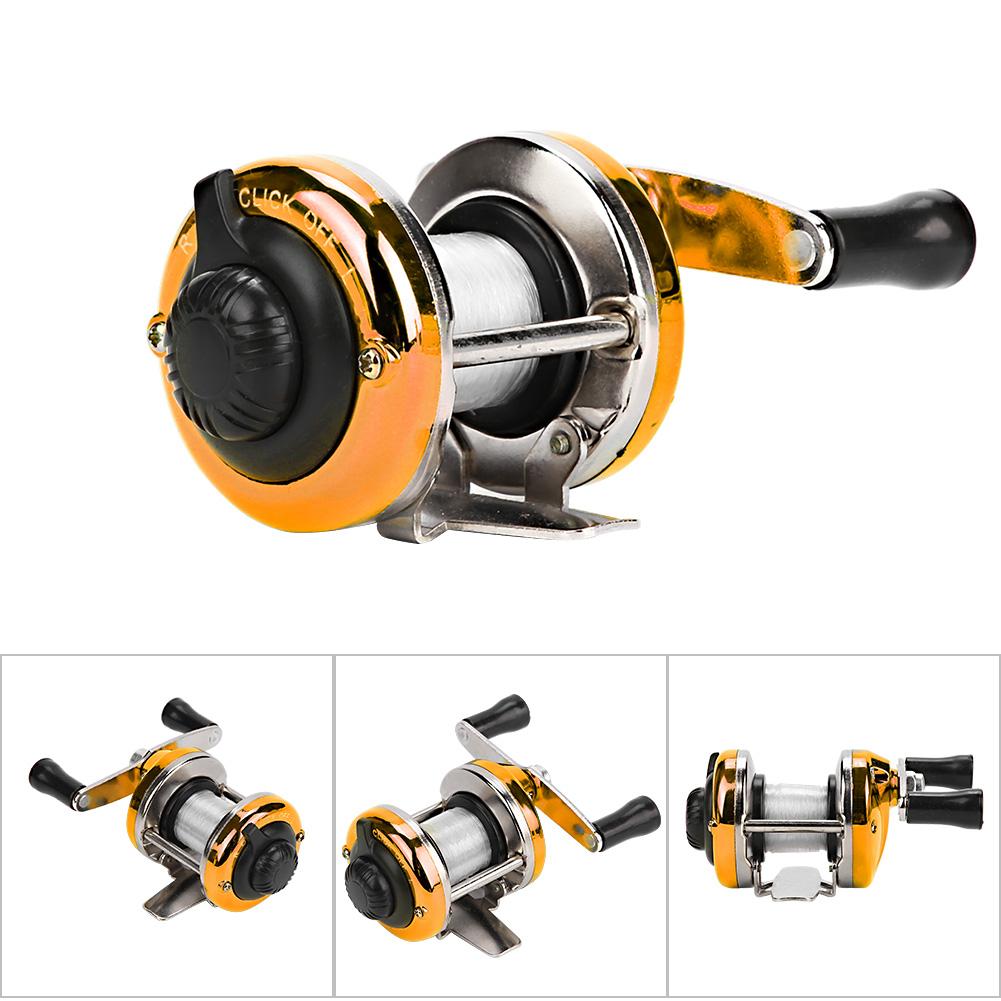 Portable Winter Ice Fishing Reel Wheel with Wire Outdoor Casting Tackle(Gold)